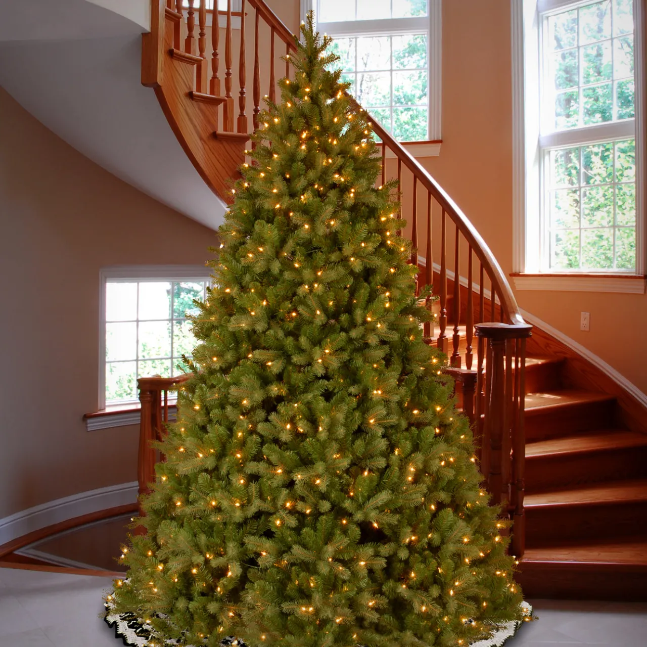 National Tree Company 10 ft. Pre-Lit Downswept Douglas Fir Tree with Dual Color LED Lights