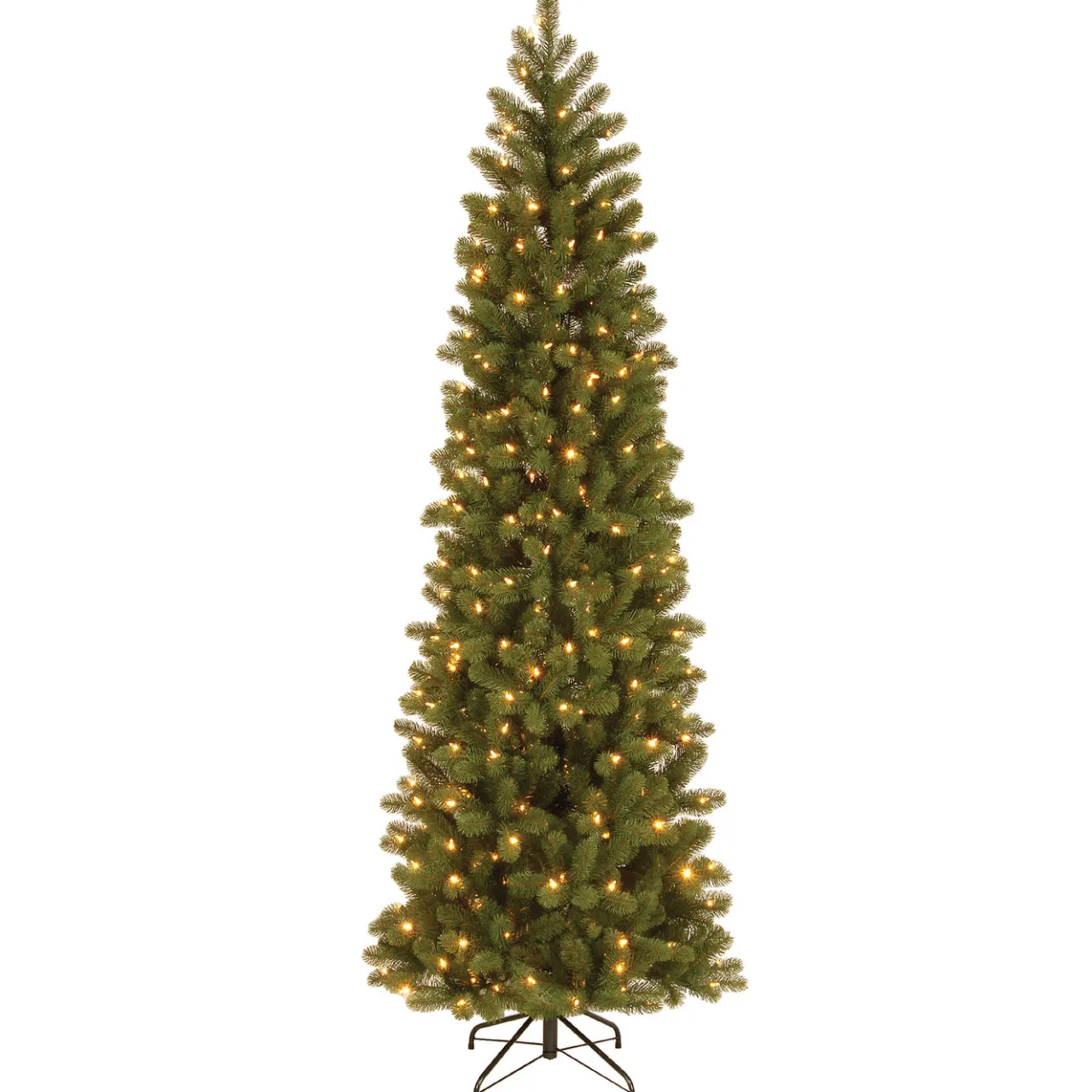 Online National Tree Company 7.5 ft. Pre-Lit Downswept Douglas Fir Pencil Slim Tree with Dual Color LED Lights