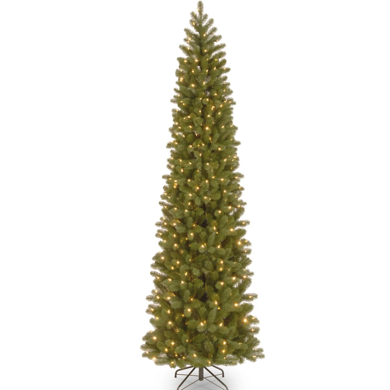 Sale National Tree Company 9 ft. Pre-Lit Downswept Douglas Fir Pencil Slim Tree with Dual Color LED Lights