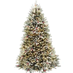 Discount National Tree Company 7.5 ft. Pre-Lit Dunhill Fir Flocked Tree with 750 Clear Lights