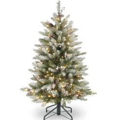 New National Tree Company 4.5 ft. Pre-Lit Dunhill Fir Frosted Tree with Clear Lights