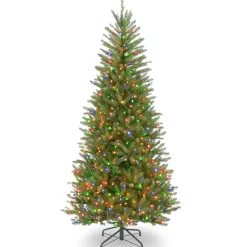 Hot National Tree Company 7.5 ft. Pre-Lit Dunhill Fir Slim Tree with Multicolor Lights