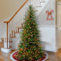 Hot National Tree Company 7.5 ft. Pre-Lit Dunhill Fir Slim Tree with Multicolor Lights