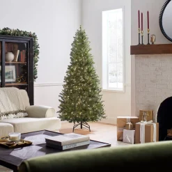 Clearance National Tree Company 6.5 ft. Pre-Lit Dunhill Fir Slim Tree with Clear Lights