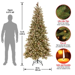Hot National Tree Company 7.5 ft. Pre-Lit Dunhill Fir Slim Tree with Clear Lights