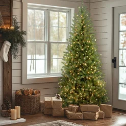 Best National Tree Company 7.5 ft. Pre-Lit Dunhill Fir Slim Tree with Clear Lights