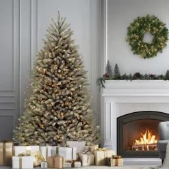 National Tree Company 7.5 ft. Pre-Lit Dunhill Fir Snowy Blue Tree with Clear Lights