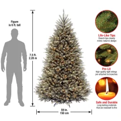 National Tree Company 7.5 ft. Pre-Lit Dunhill Fir Snowy Blue Tree with Clear Lights