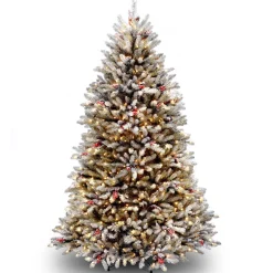 Hot National Tree Company 6.5 ft. Pre-Lit Dunhill Fir Snowy Tree with Clear Lights