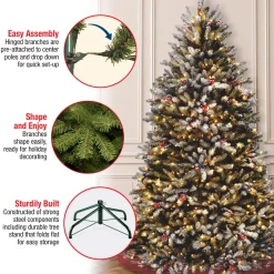 Hot National Tree Company 6.5 ft. Pre-Lit Dunhill Fir Snowy Tree with Clear Lights