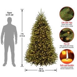 Sale National Tree Company 7 ft. Pre-Lit Dunhill Fir Tree with Clear Lights