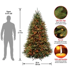 Online National Tree Company 7 ft. Pre-Lit Dunhill Fir Tree with Multicolor Lights