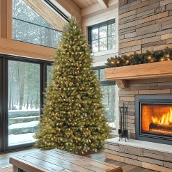 New National Tree Company 10 ft. Pre-Lit Dunhill Fir Tree with Clear Lights