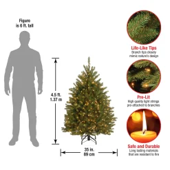 Best National Tree Company 4.5 ft. Pre-Lit Dunhill Fir Tree with Clear Lights