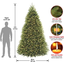 Clearance National Tree Company 9 ft. Pre-Lit Dunhill Fir Tree with PowerConnect Dual Color LED Lights