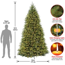 Clearance National Tree Company 10 ft. Pre-Lit Dunhill Fir Tree with Dual Color LED Lights