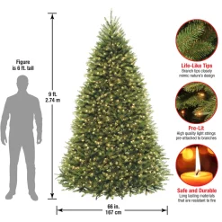 Online National Tree Company 9 ft. Pre-Lit Dunhill Fir Tree with Clear Lights