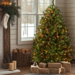 Sale National Tree Company 4.5 ft. Pre-Lit Dunhill Fir Tree with Multicolor Lights
