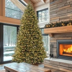 New National Tree Company 12 ft. Pre-Lit Dunhill Fir Tree with Clear Lights