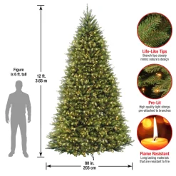 New National Tree Company 12 ft. Pre-Lit Dunhill Fir Tree with Clear Lights