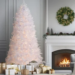 Discount National Tree Company 9 ft. Pre-Lit Dunhill Fir White Tree with Clear Lights