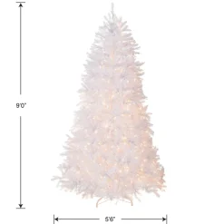Discount National Tree Company 9 ft. Pre-Lit Dunhill Fir White Tree with Clear Lights