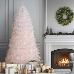Online National Tree Company 7.5 ft. Pre-Lit Dunhill Fir White Tree with Clear Lights