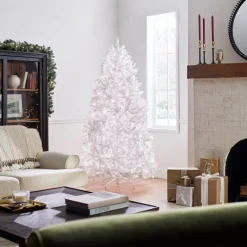 Online National Tree Company 6.5 ft. Pre-Lit Dunhill Fir White Tree with Clear Lights