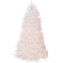 Discount National Tree Company 7 ft. Pre-Lit Dunhill Fir White Tree with Clear Lights