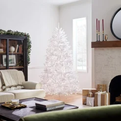 Discount National Tree Company 7 ft. Pre-Lit Dunhill Fir White Tree with Clear Lights