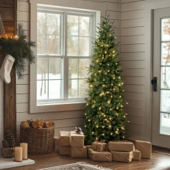 Online National Tree Company 6 ft. Pre-Lit Duxbury Feel Real Slim Tree with LED Lights