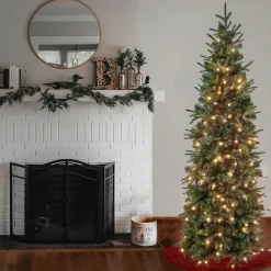 Online National Tree Company 6 ft. Pre-Lit Duxbury Feel Real Slim Tree with LED Lights