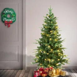 Sale National Tree Company 4.5 ft. Pre-Lit Duxbury Light Green Tree with Warm White LED Lights