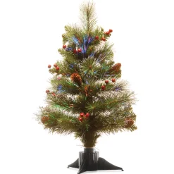 New National Tree Company 2 ft. Pre-Lit Fiber Optic Crestwood Tree