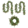 New National Tree Company 9 ft. Pre-Lit First Traditions Holly Berry Wreath and Garland Assortment