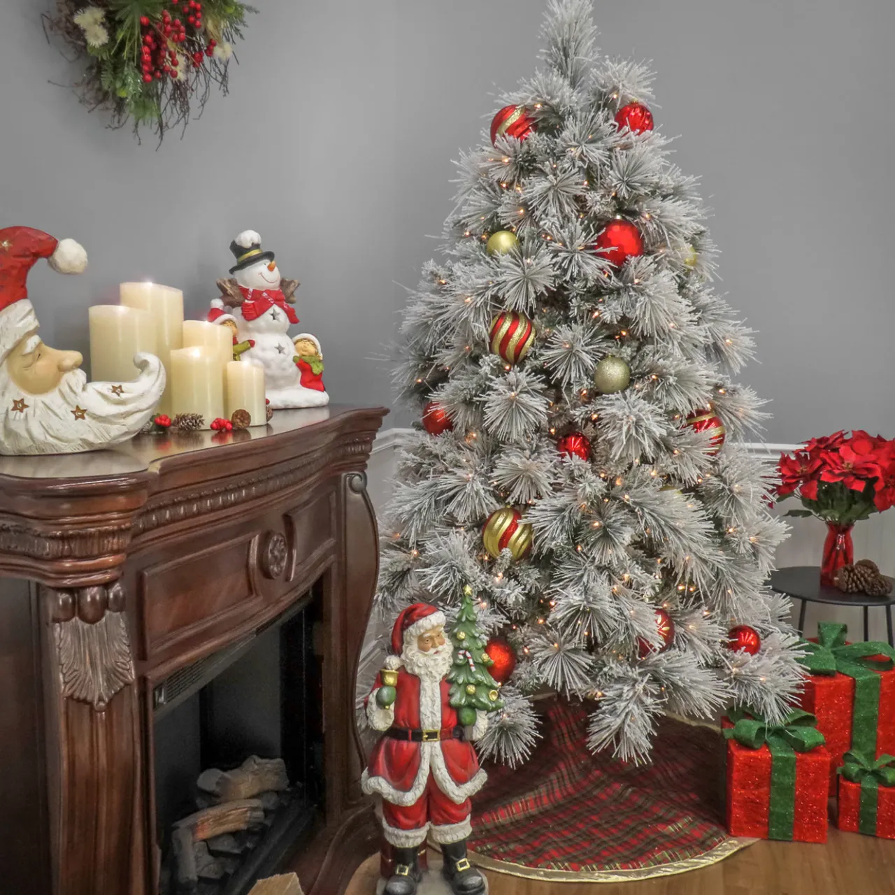 National Tree Company 7.5 ft. Pre-Lit Flocked Bavarian Pine Tree