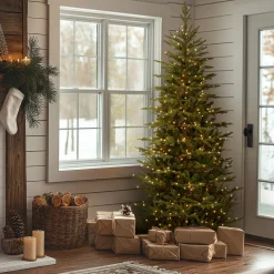 Online National Tree Company 7.5 ft. Pre-Lit Fraser Grande Slim Tree with Clear Lights