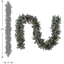 New National Tree Company 9 ft. Pre-Lit Frosted Arctic Spruce Garland with Clear Lights