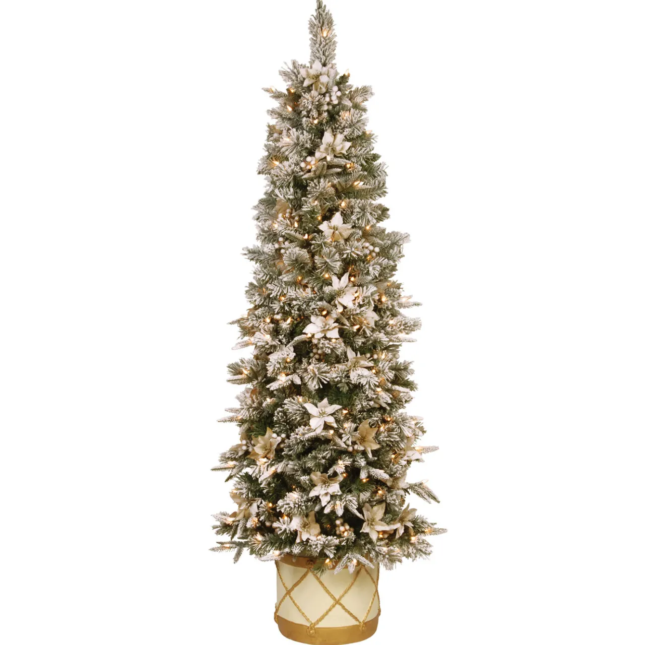 Outlet National Tree Company 6 ft. Pre-Lit Frosted Colonial Slim Half Tree with Clear Lights