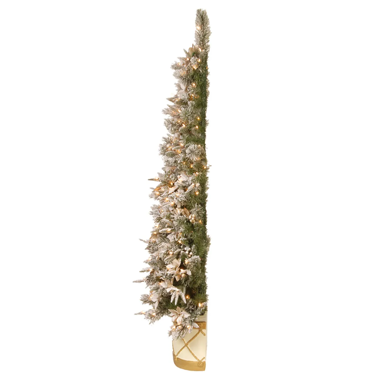 Outlet National Tree Company 6 ft. Pre-Lit Frosted Colonial Slim Half Tree with Clear Lights