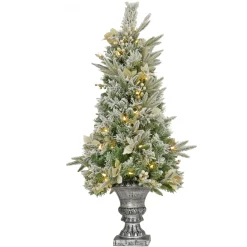 Clearance National Tree Company 4 ft. Pre-Lit Frosted Colonial Fir Tree with Warm White LED Lights