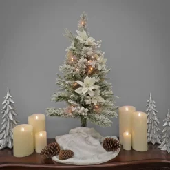 Best National Tree Company 3 ft. Pre-Lit Frosted Colonial Slim Tree with Clear Lights