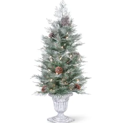National Tree Company 4 ft. Pre-Lit Frosted Mountain Spruce Tree with Clear Lights