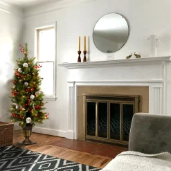 Clearance National Tree Company 4 ft. Pre-Lit Frosted Pine Berry Tree with Clear Lights