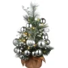 National Tree Company 2 ft. Pre-Lit Frosted Silver Pine Tree with LED Lights