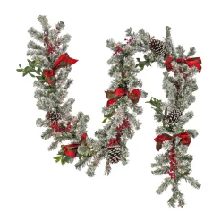 Clearance National Tree Company 9 ft. Pre-Lit General Store Snowy Garland with LED Lights