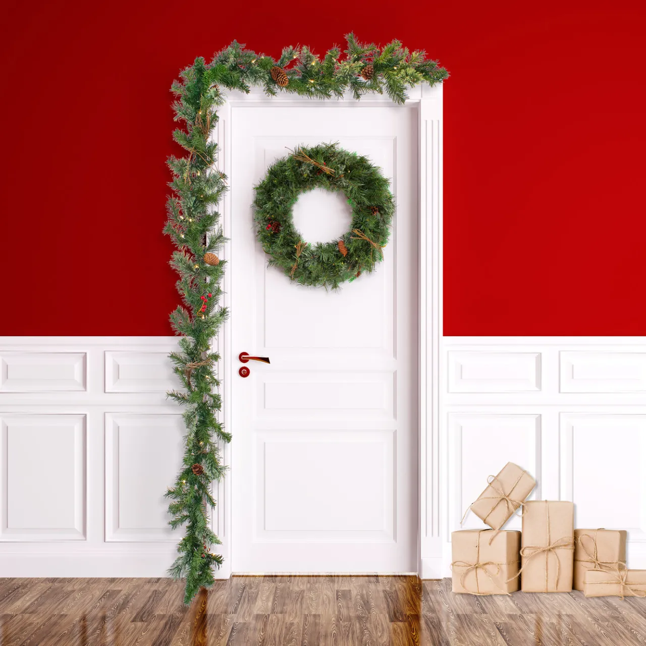Clearance National Tree Company 9 ft. Pre-Lit Glistening Pine Garland with Clear Lights