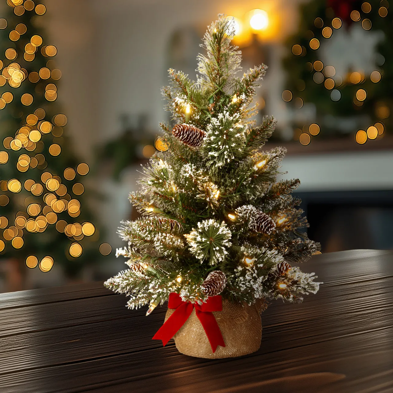 Sale National Tree Company 2 ft. Pre-Lit Glittery Bristle Tree with LED Lights