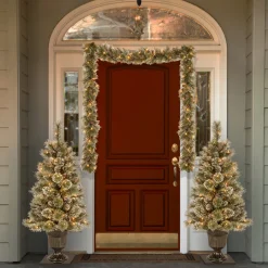 Hot National Tree Company 9 ft. Pre-Lit Glittery Bristle Pine Garland with Clear Lights