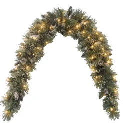 Best National Tree Company 6 ft. Pre-Lit Glittery Bristle Pine Mantel Swag with Clear Lights